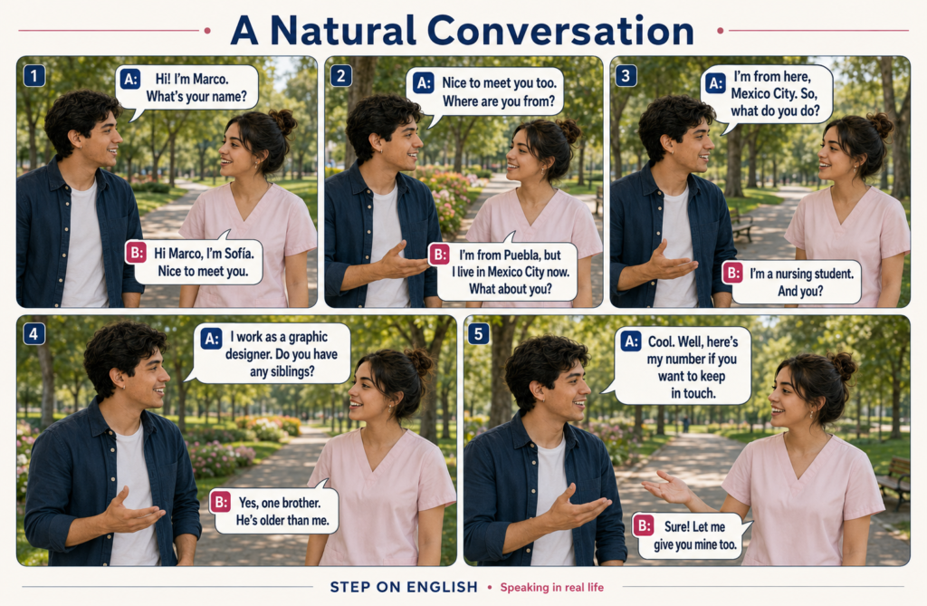 Conversación natural para conocer a alguien - Step On English