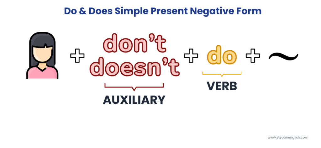 Do and Does in in Simple Present negative form