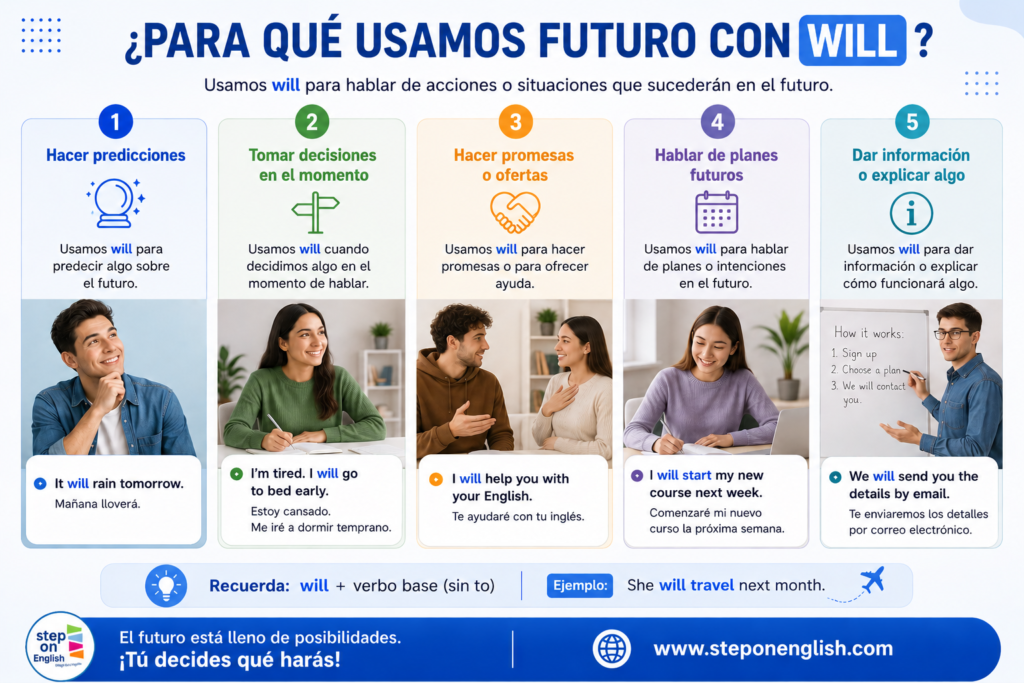 ¿Para qué usamos futuro con will? - Step On English