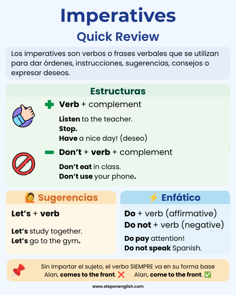 Imperatives Quick Review - Step On English