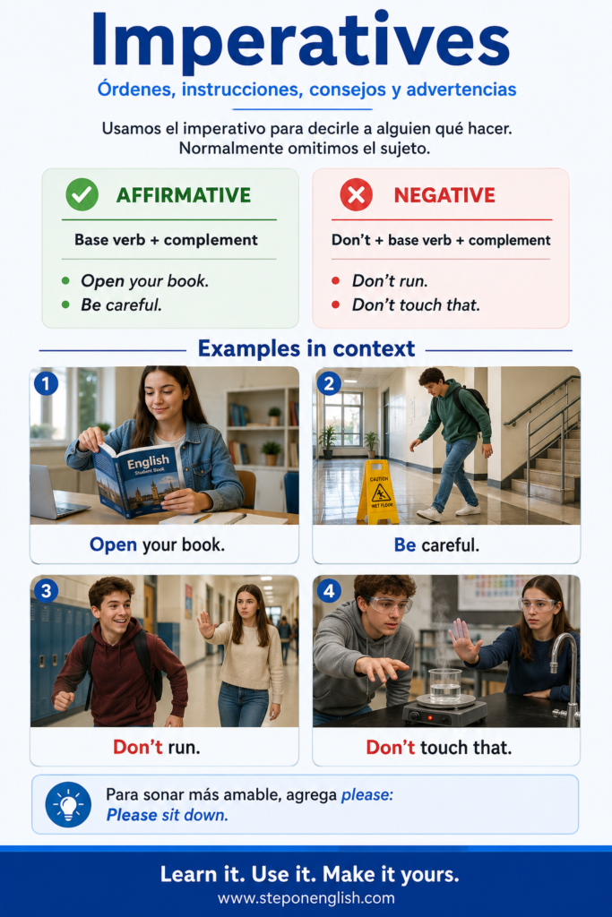 Imperatives - Visual Summary - Step On English
