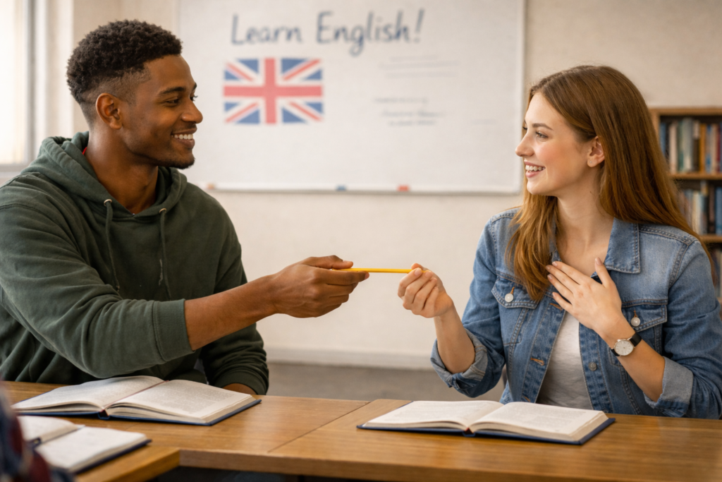 Intercambio de lápiz en clase