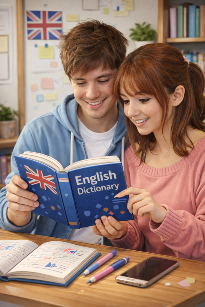Jóvenes estudiando inglés