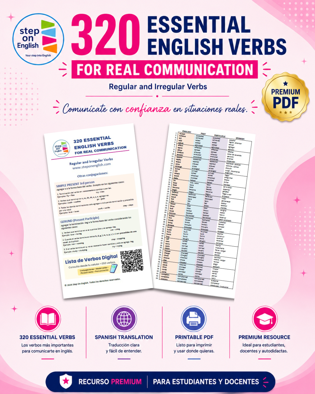 320 Essential English Verbs PDF - Step On English