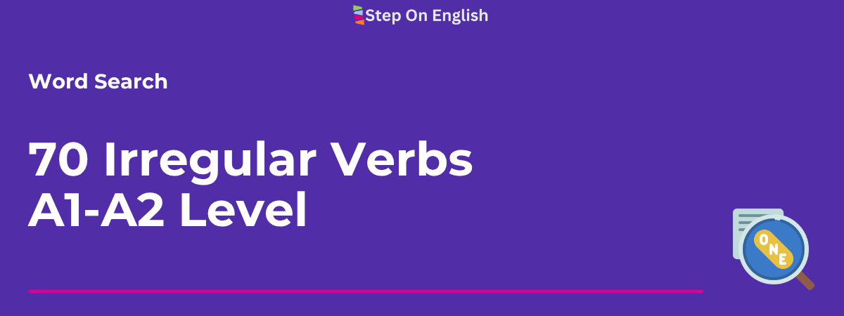 Portada de 70 Irregular Verbs Word Search - Step On English