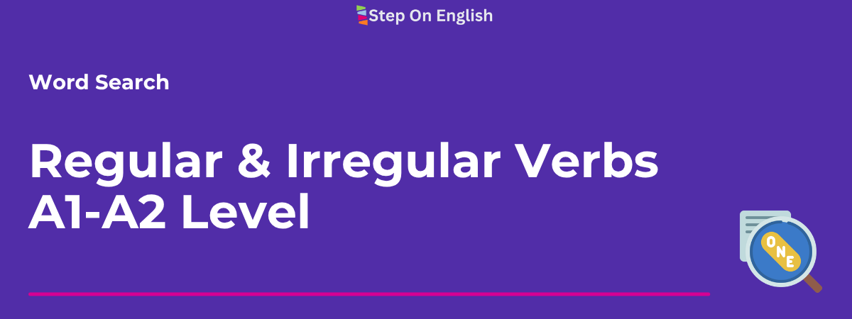 Portada de Regular and Irregular Verbs Word Search - Step On English