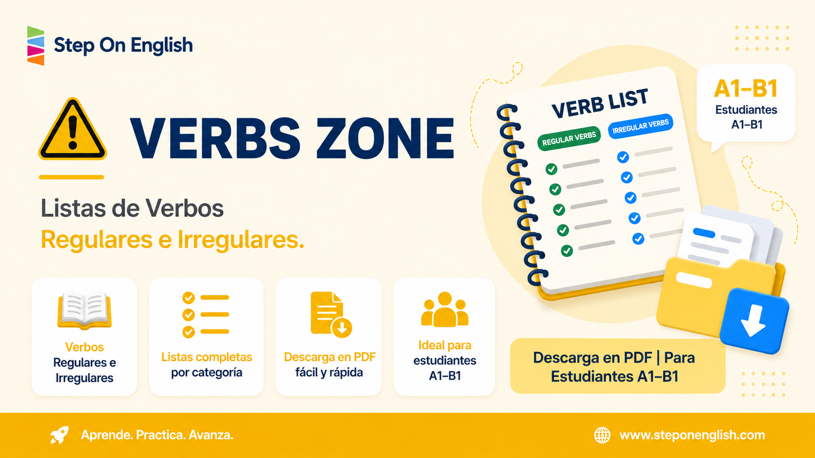 Zone Verbs - Listas de verbos descargables, recursos y juegos - Step On English