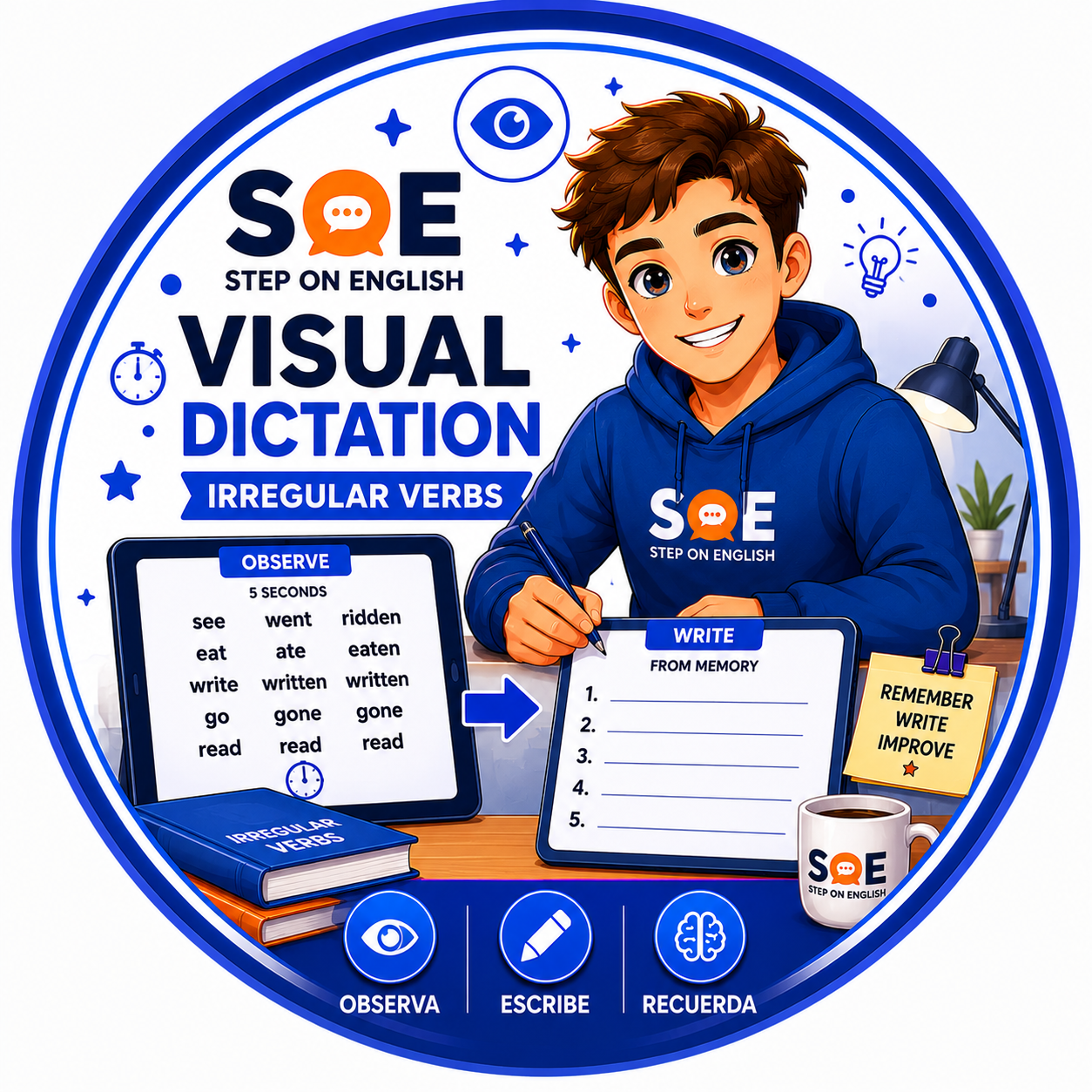 Irregular Verbs Visual Dictation - Step On English
