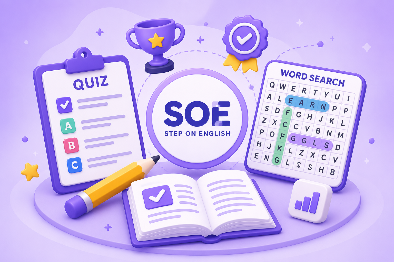 Quizzes and Word Search - Step On English