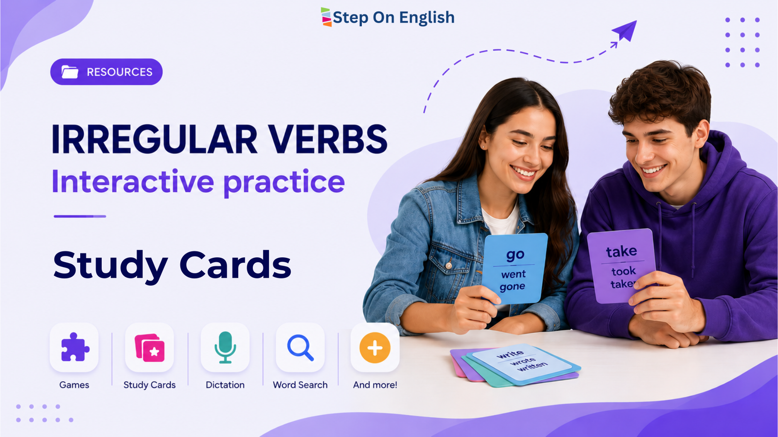 Irregular Verbs Study Cards - Step On English
