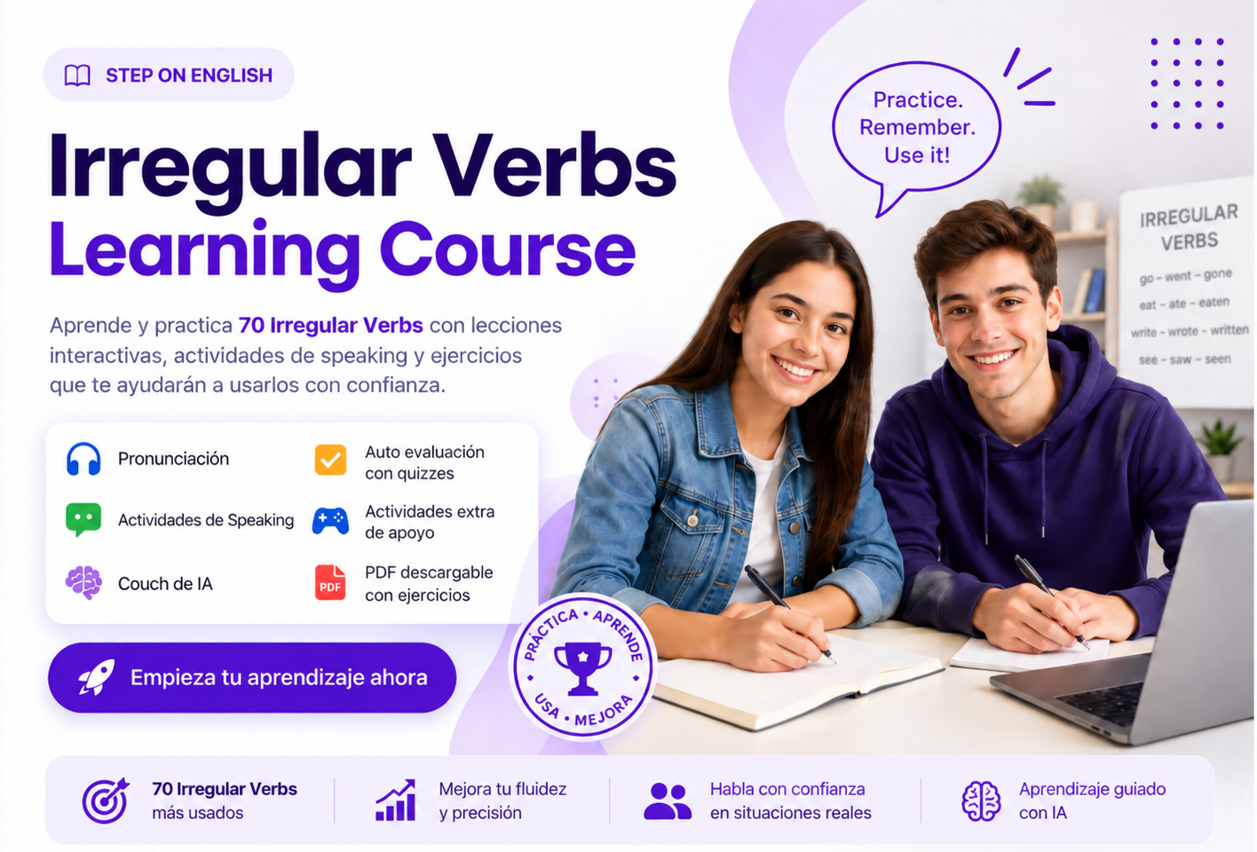 Irregular Verbs Learning Course - Step On English