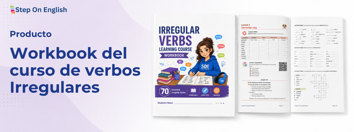 Irregular Verbs Learning Course Printable Workbook PDF - Step On English